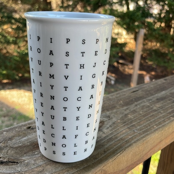 Starbucks 2016 Word Search Double Wall Ceramic Coffee Travel Tumbler Mug 12 Oz - Picture 3 of 5